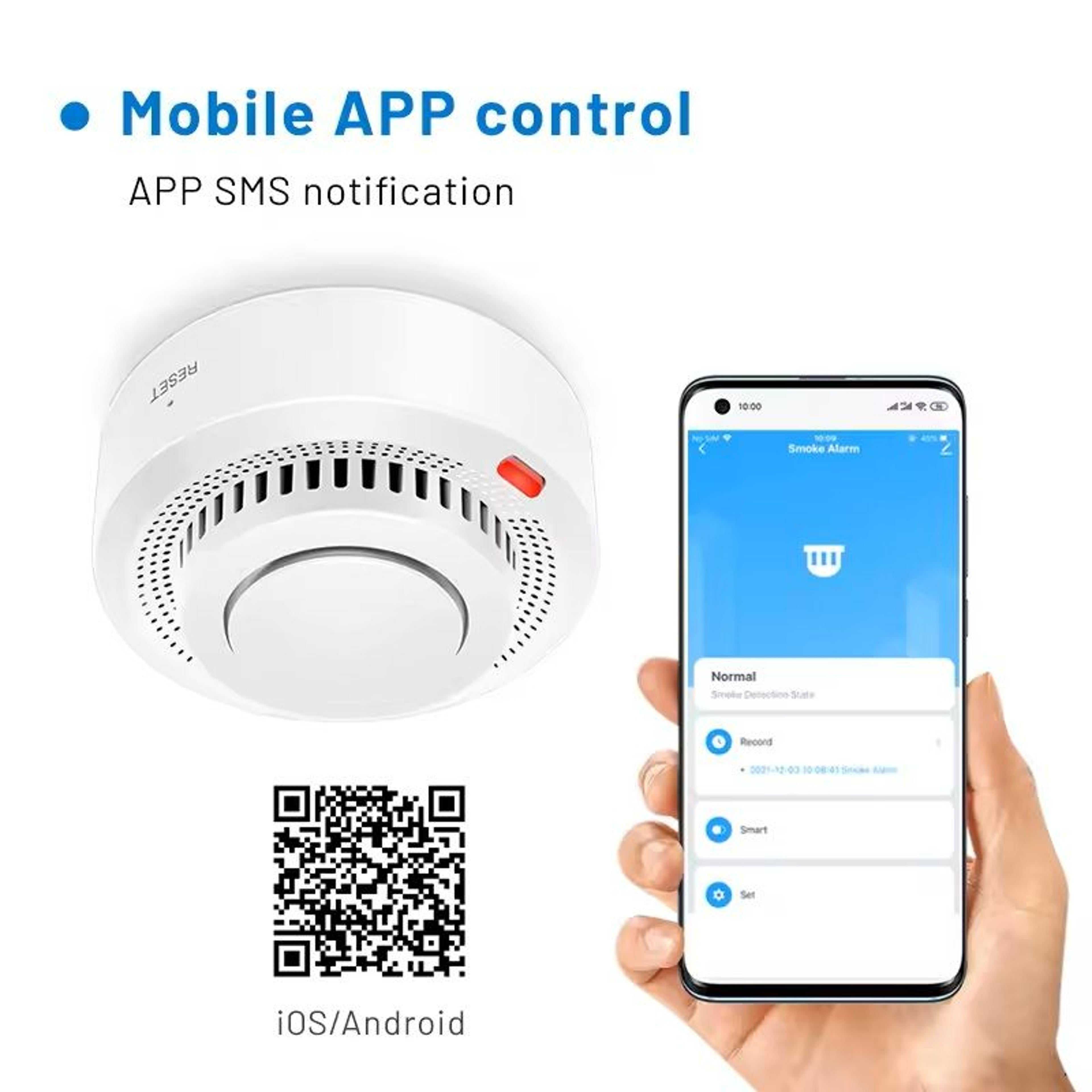 Smart WiFi Smoke Detector Alarm with 85dB Alert and App Control for Home Safety