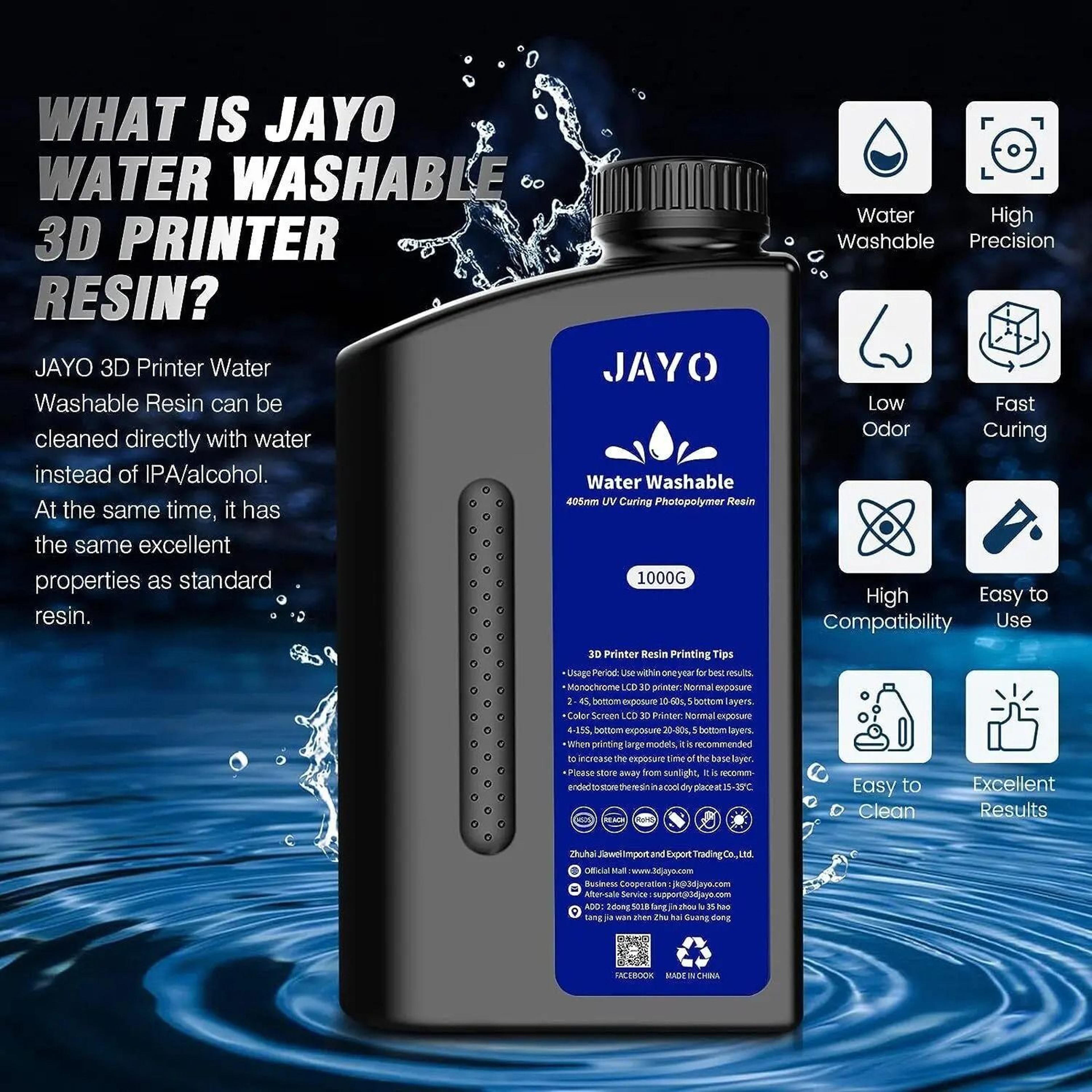 Jayo 3D Printer UV Resin 405nm Standard ABS Like and Water Wash Options