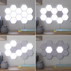 Hexagon Modular Touch LED Tile Lights, Customizable Magnetic Wall Decor (Set of 5)