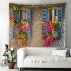3D Window Scenery Tapestry Forest View Wall Hanging Mural Cloth Decor