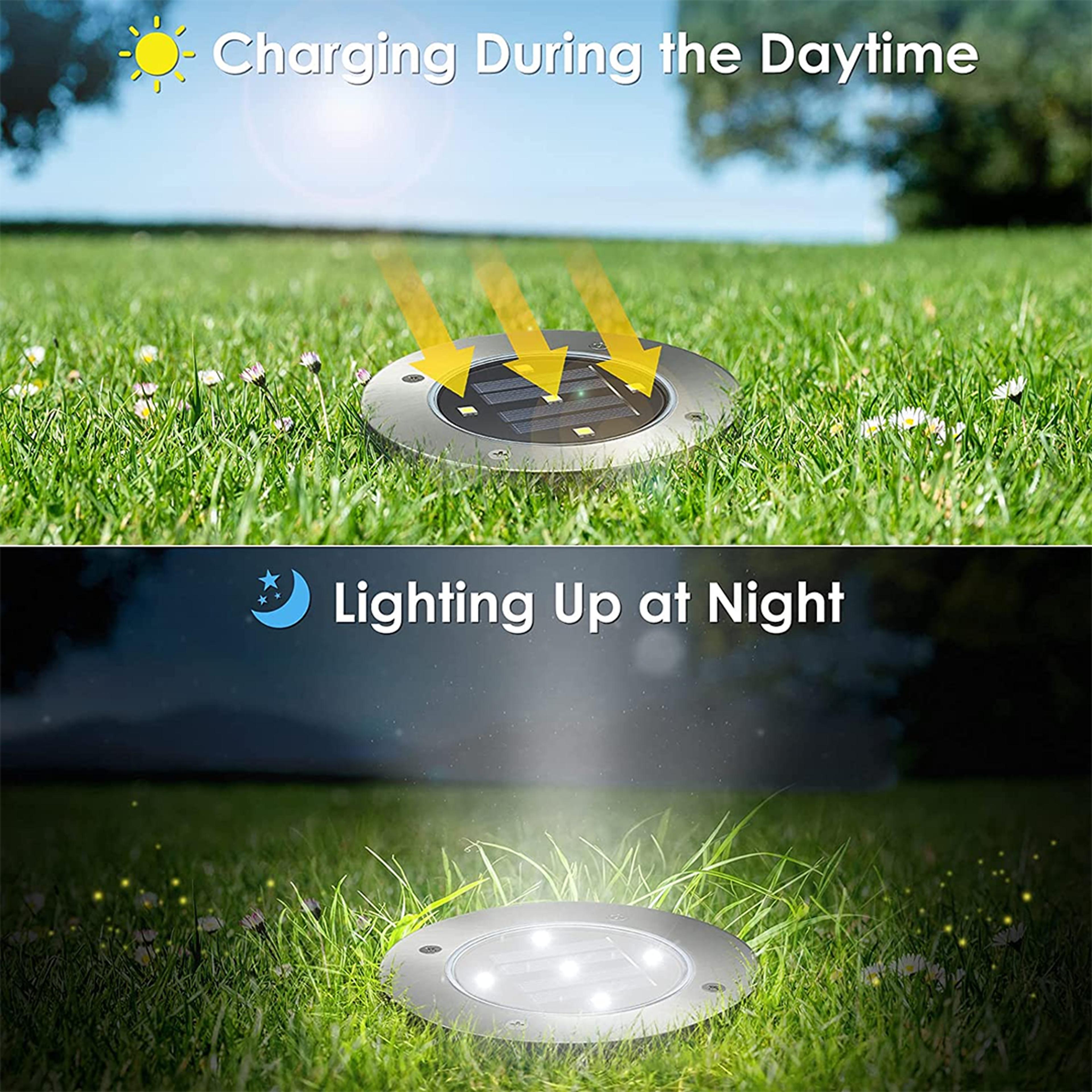 LED Solar In-Ground Pathway Lights - Solar Driveway & Sidewalk Ground Lighting