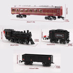 Electric Railway Train Set with Steam Locomotive, Smoke, Light and Sound