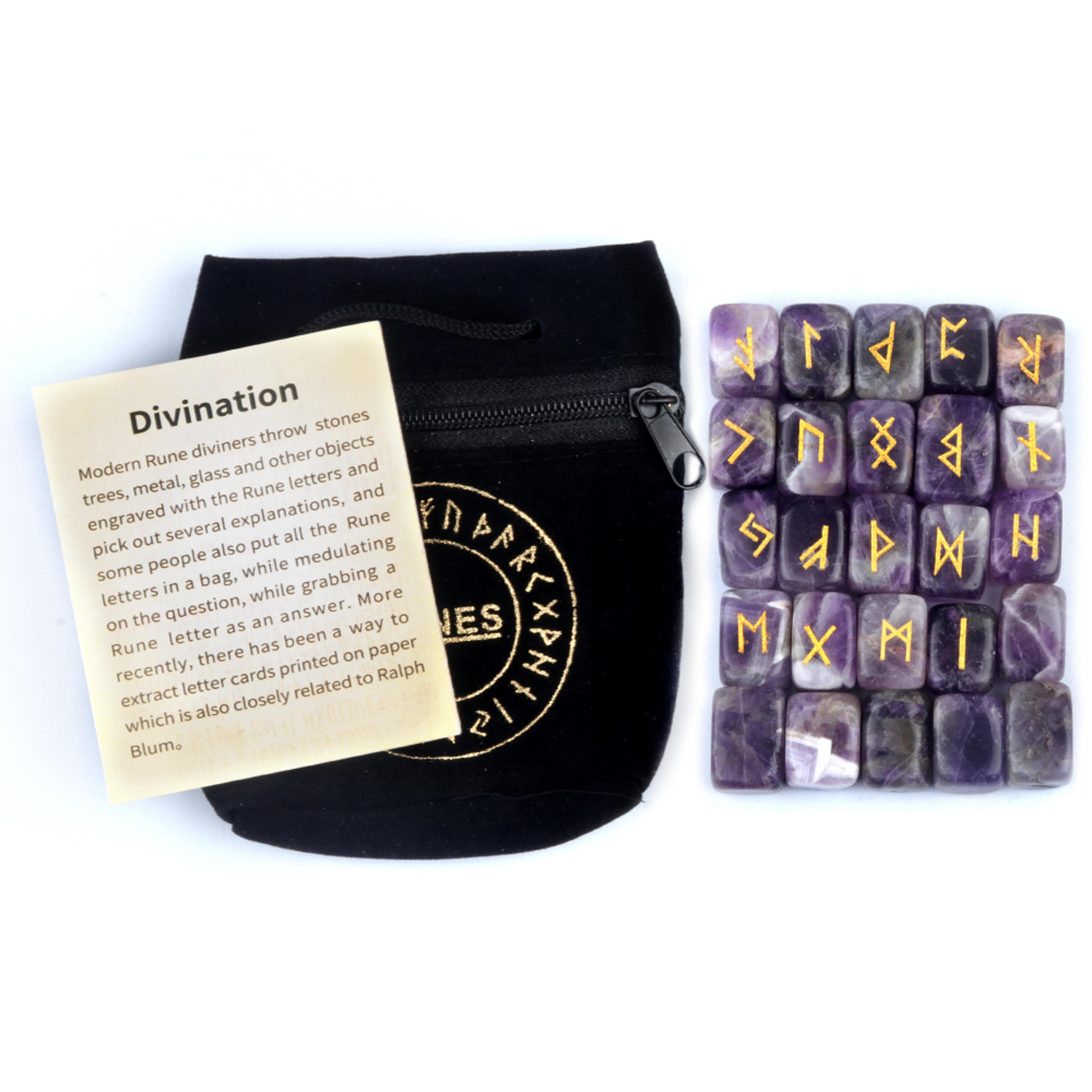 Rune Engraved Healing Stones, Natural Rune Stones Energy Stones for Divination, Fortune-telling & Spiritual Energy Work