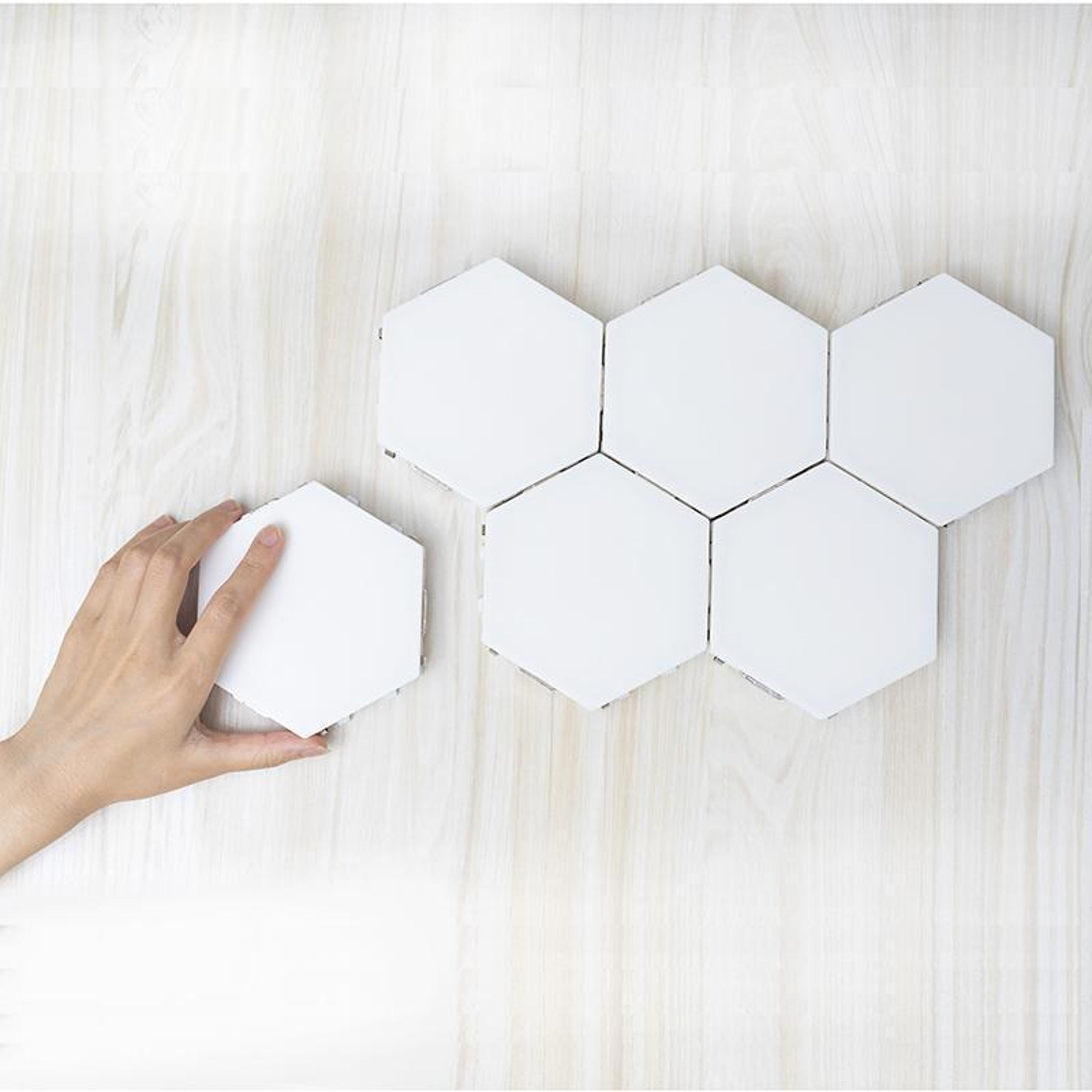 Hexagon Modular Touch LED Tile Lights, Customizable Magnetic Wall Decor (Set of 5)