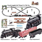 Electric Railway Train Set with Steam Locomotive, Smoke, Light and Sound
