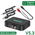 USB Bluetooth 5.3 Audio Receiver Adapter Wireless AUX RCA Stereo Receiver with U-Disk Playback for Desktop, Speakers