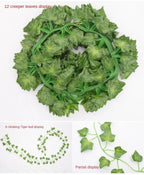 2.1M Artificial Ivy Garland for Wall Decor, Wedding Greenery & Home Styling