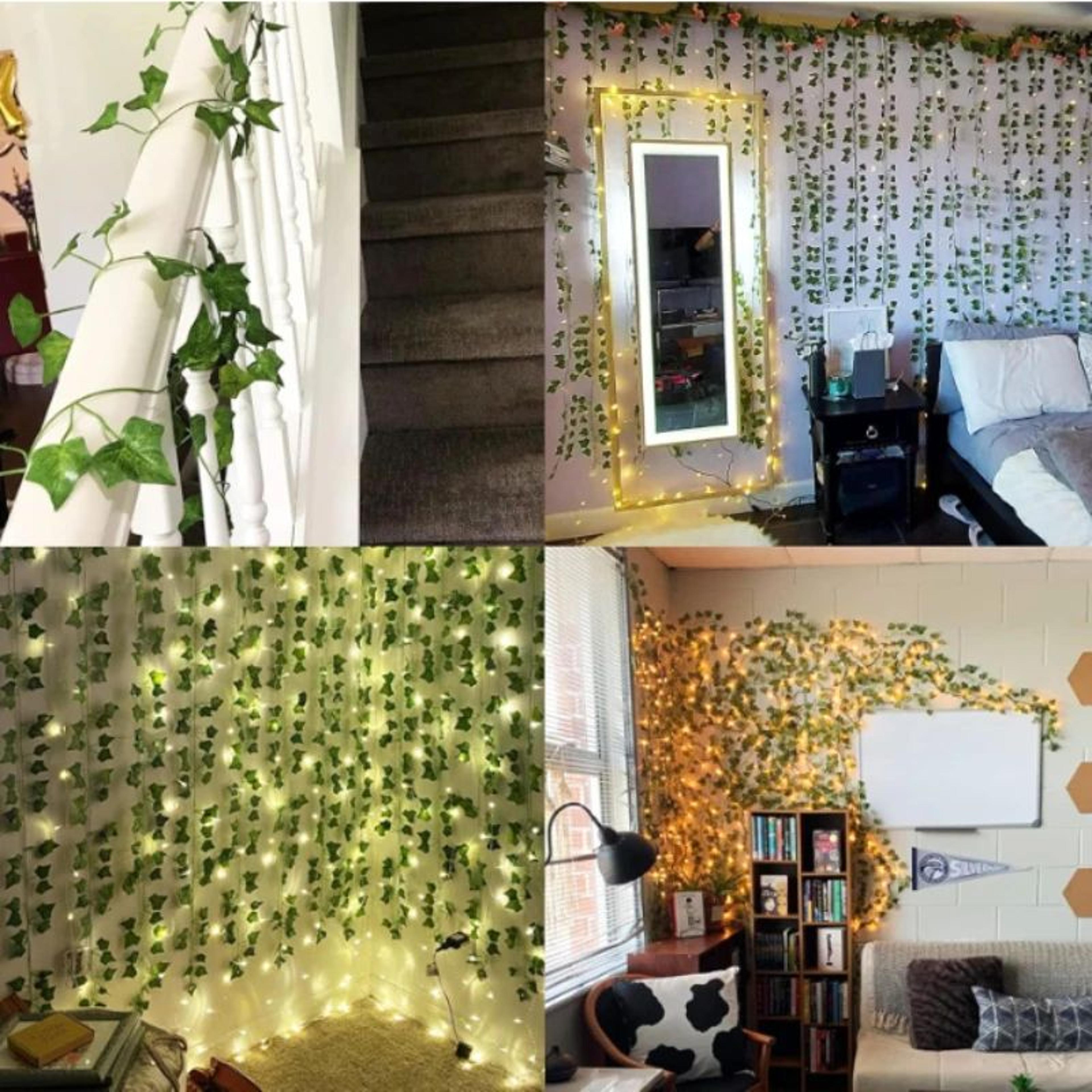 Lush Evergreen Ivy Garland Hanging Vines – Realistic Silk Leaf Wall & Garden Decor