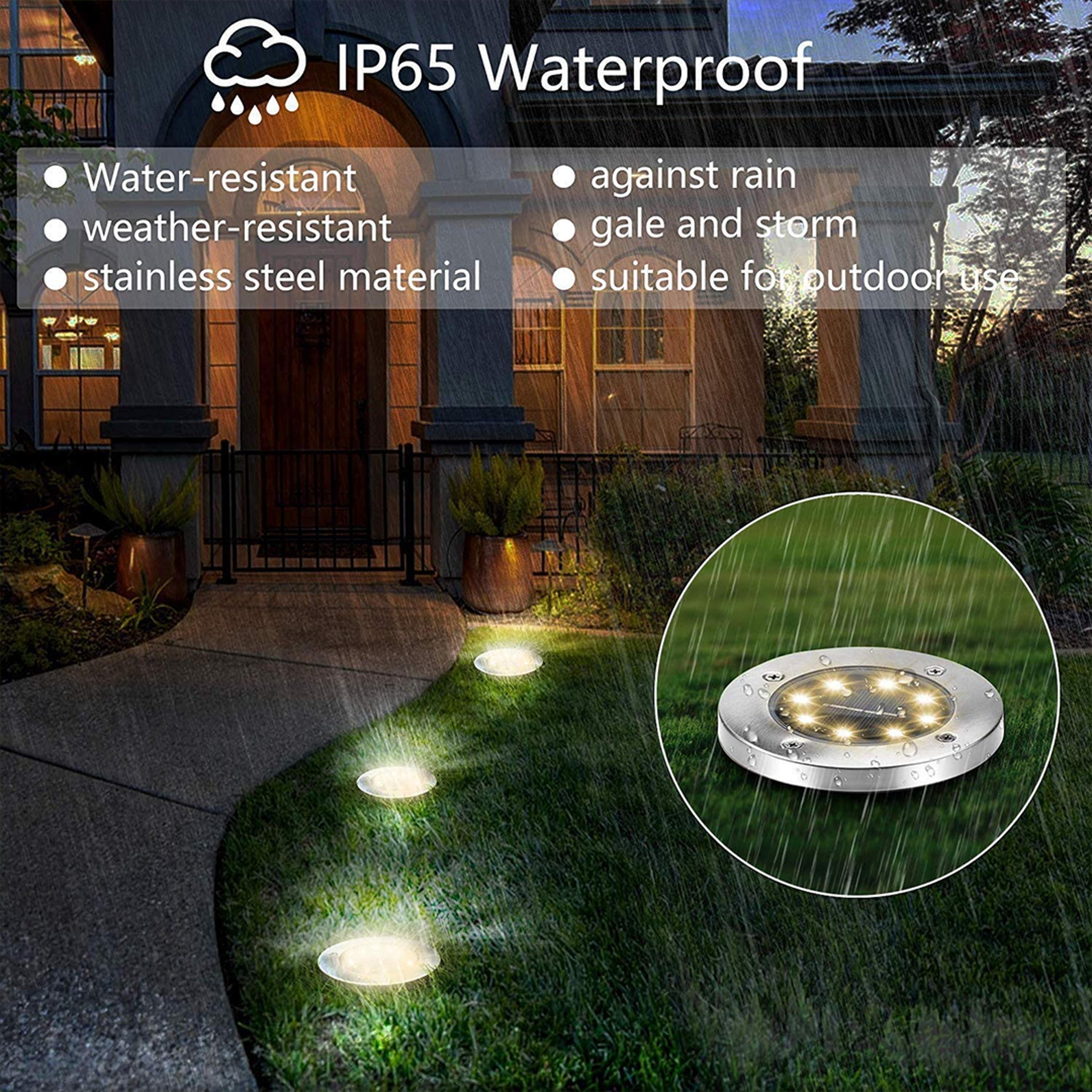 LED Solar In-Ground Pathway Lights - Solar Driveway & Sidewalk Ground Lighting