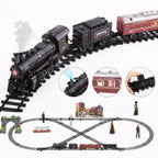 Electric Railway Train Set with Steam Locomotive, Smoke, Light and Sound