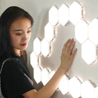 Hexagon Modular Touch LED Tile Lights, Customizable Magnetic Wall Decor (Set of 5)